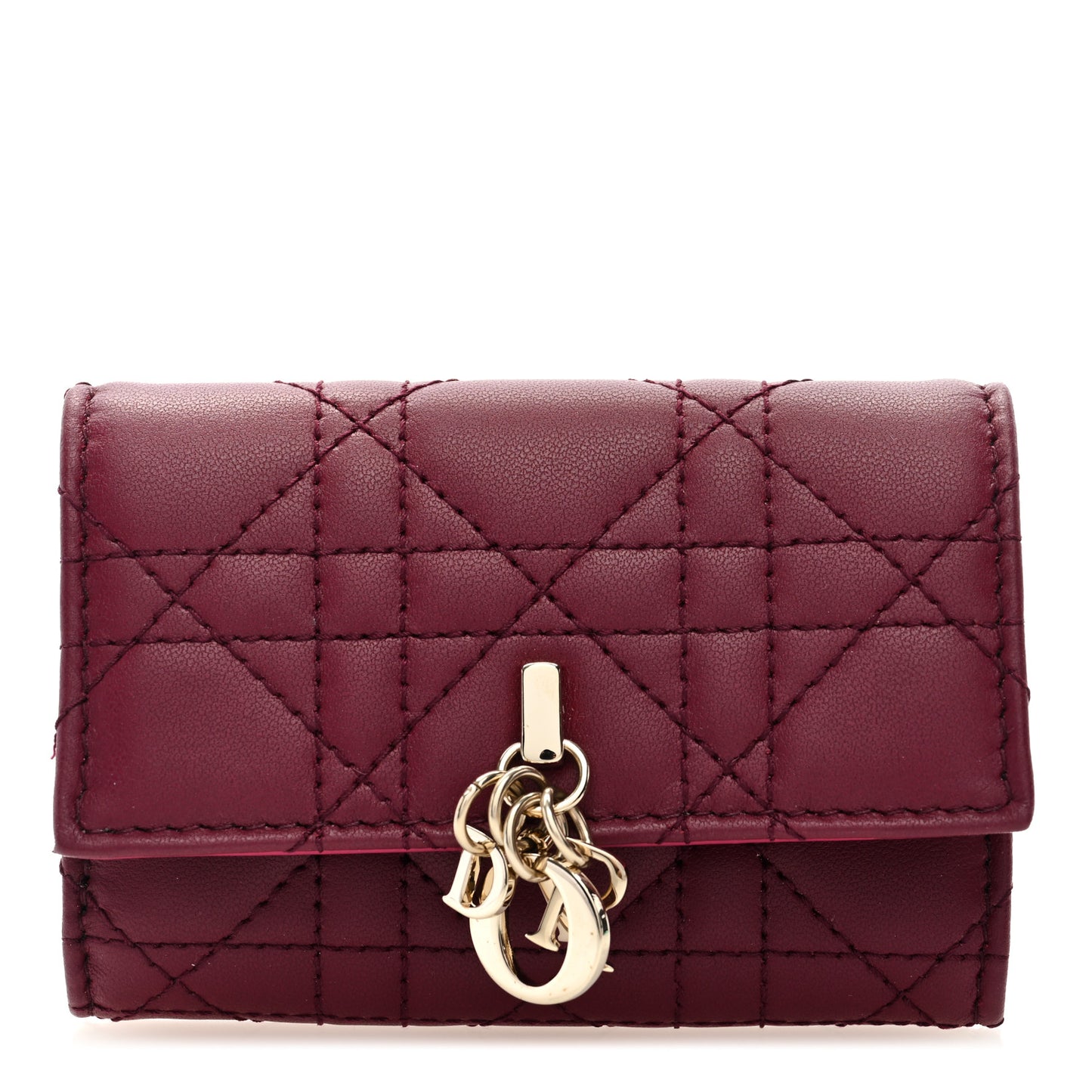 Lambskin Cannage Miss Dior Glycine Wallet Deep Fuchsia
