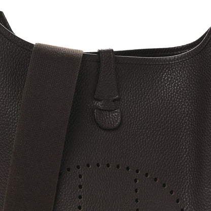 Hermes Taurillon Clemence Evelyne II PM Chocolate 7 of 9