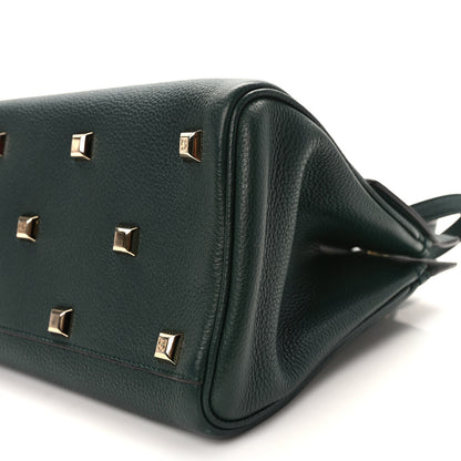 Salvatore Ferragamo Hammered Calfskin Medium Studio Top Handle Bag Dark Green 10 of 15