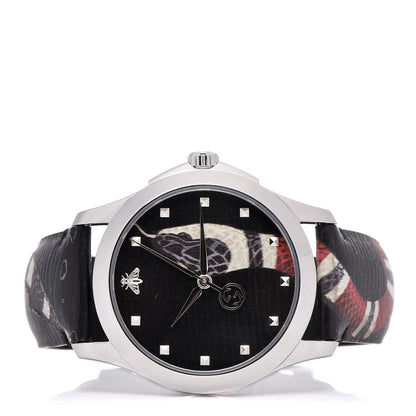 Gucci Stainless Steel Calfskin 38mm Le Marche Des Merveilles Snake Quartz Watch Black 3 of 11