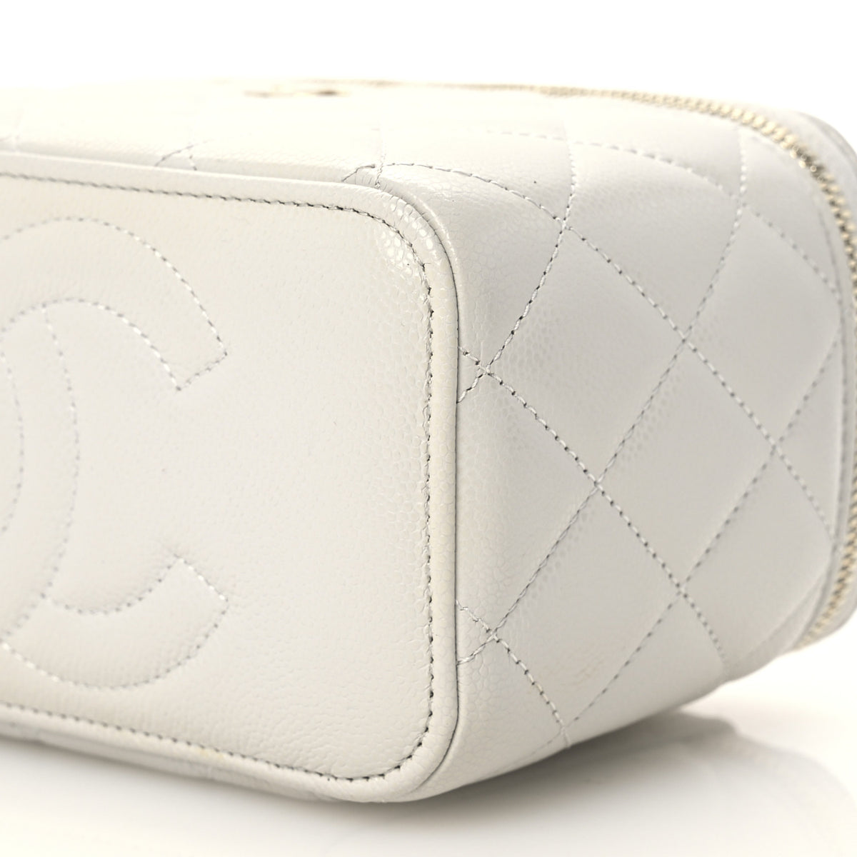 Chanel Caviar Quilted Small Tiny CC Vanity Case With Chain Light Grey 11 of 12