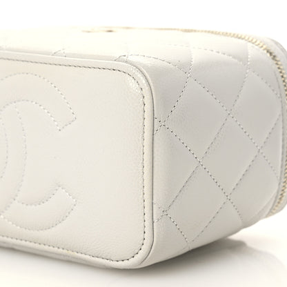 Chanel Caviar Quilted Small Tiny CC Vanity Case With Chain Light Grey 11 of 12