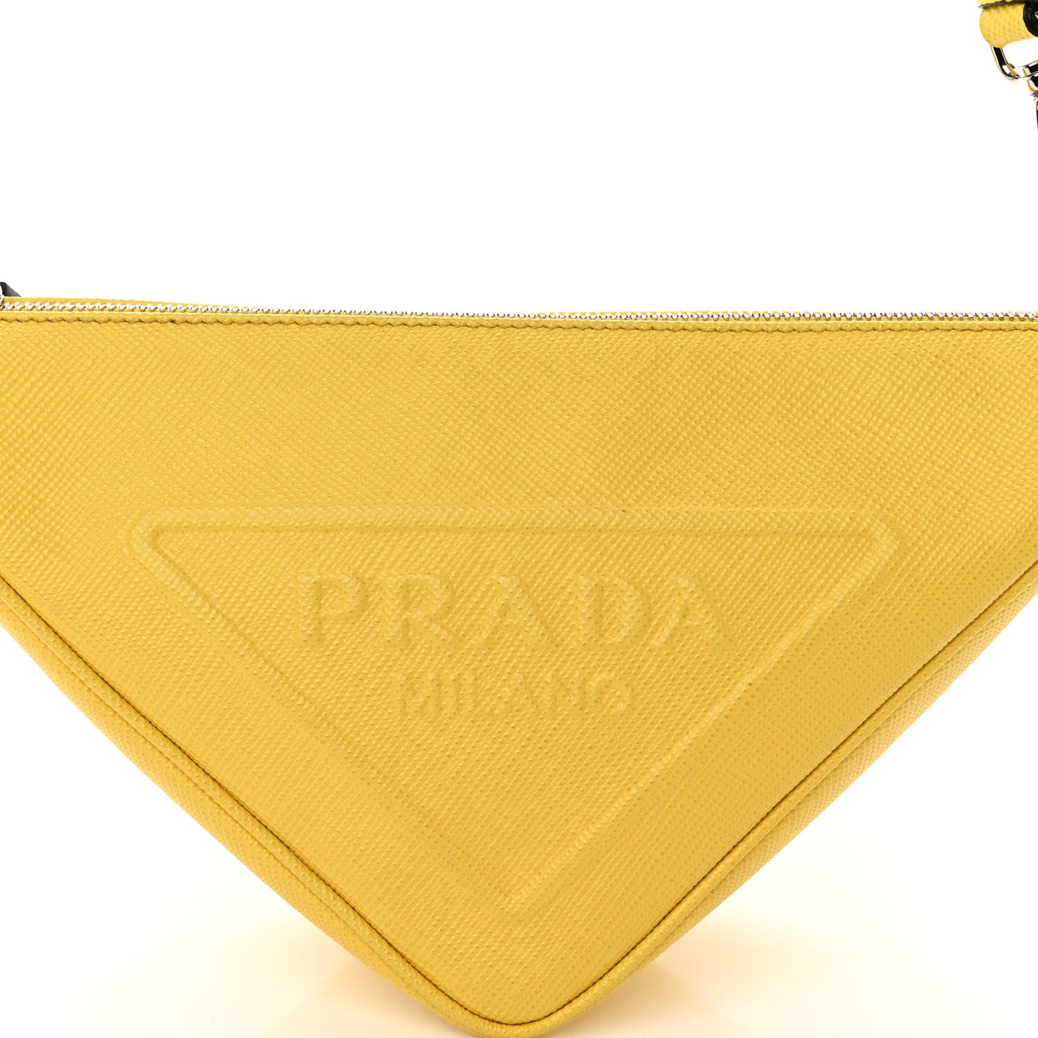 Prada Saffiano Cuir Logo Embossed Triangle Shoulder Bag Sole 7 of 9