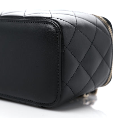 Chanel Lambskin Quilted Small Top Handle Vanity Case With Chain Black 9 of 10