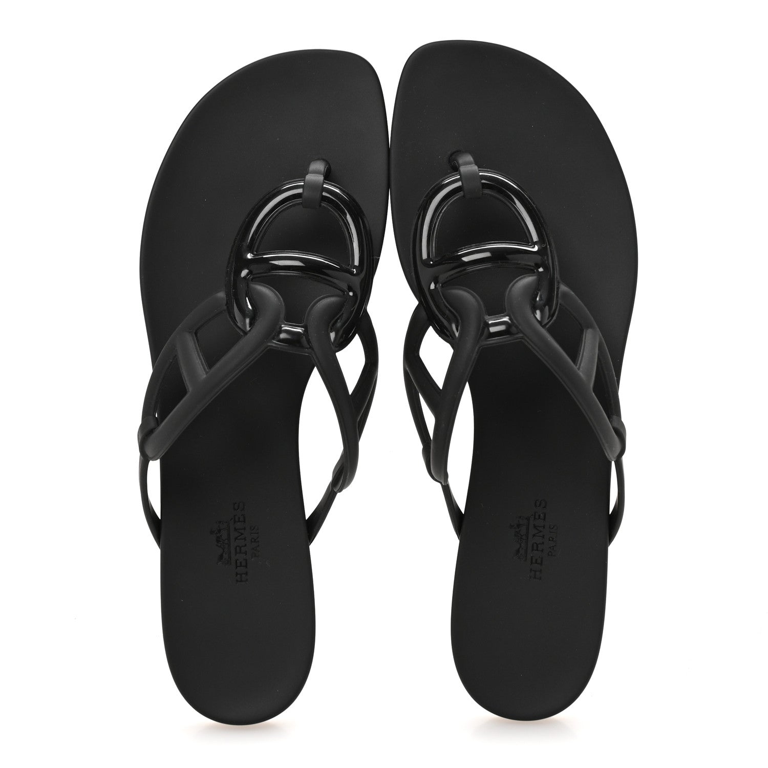 Hermes Rubber Womens Egerie Sandals 39 Black 2 of 10
