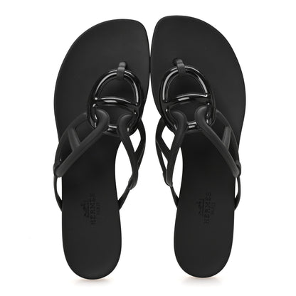 Hermes Rubber Womens Egerie Sandals 39 Black 2 of 10