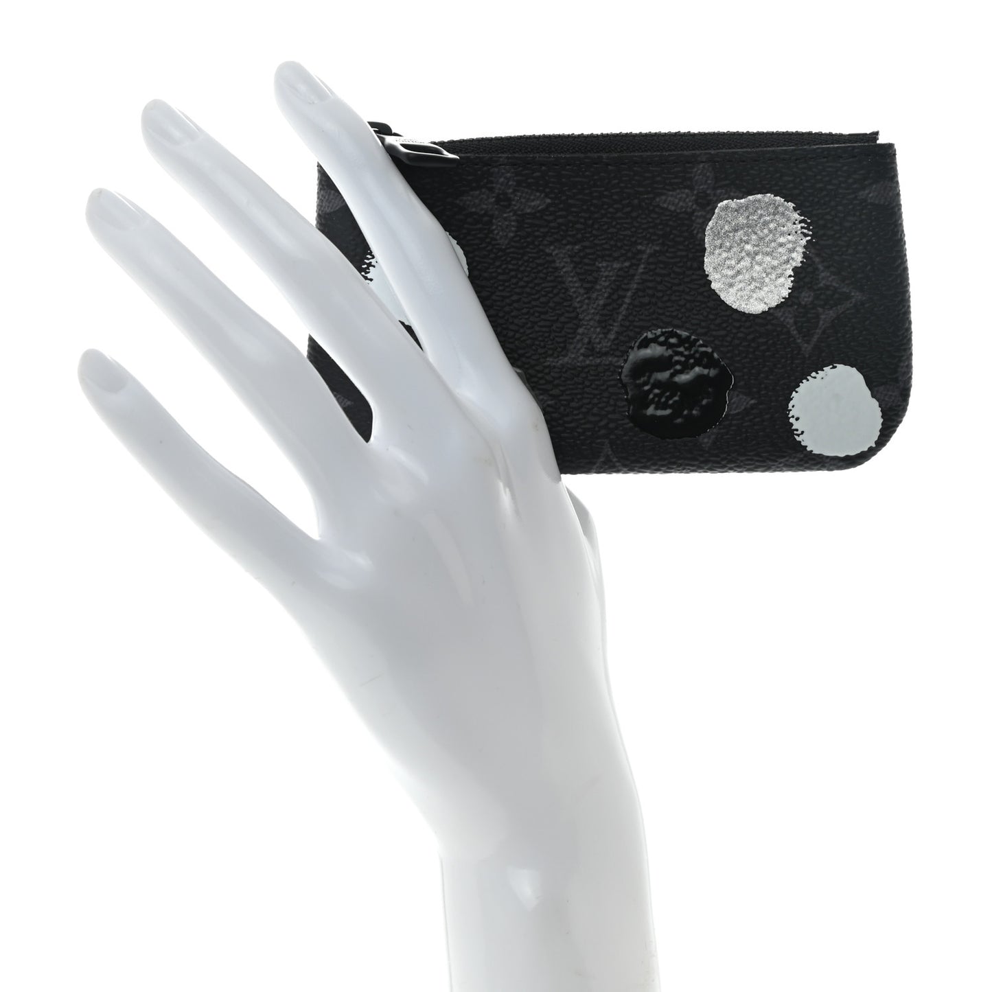 LV X YK Monogram Eclipse Key Pouch Black Silver