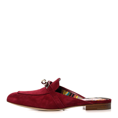 Hermes Velvet Goatskin Womens Oz Mules 36.5 Rouge Tibetain 1 of 9