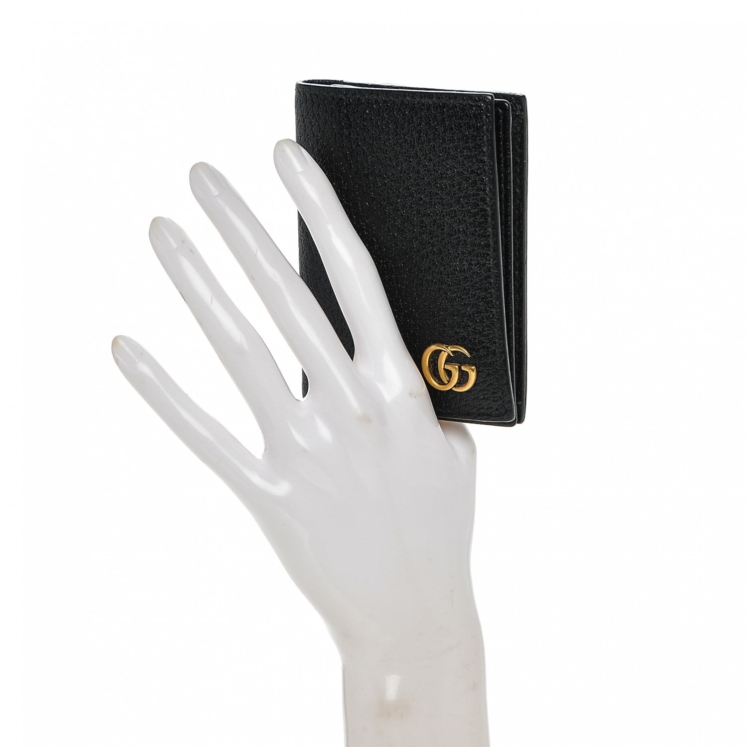 Gucci Calfskin Boar Effect GG Marmont Card Case Black 2 of 6