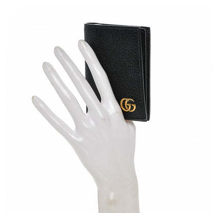 Gucci Calfskin Boar Effect GG Marmont Card Case Black 2 of 6