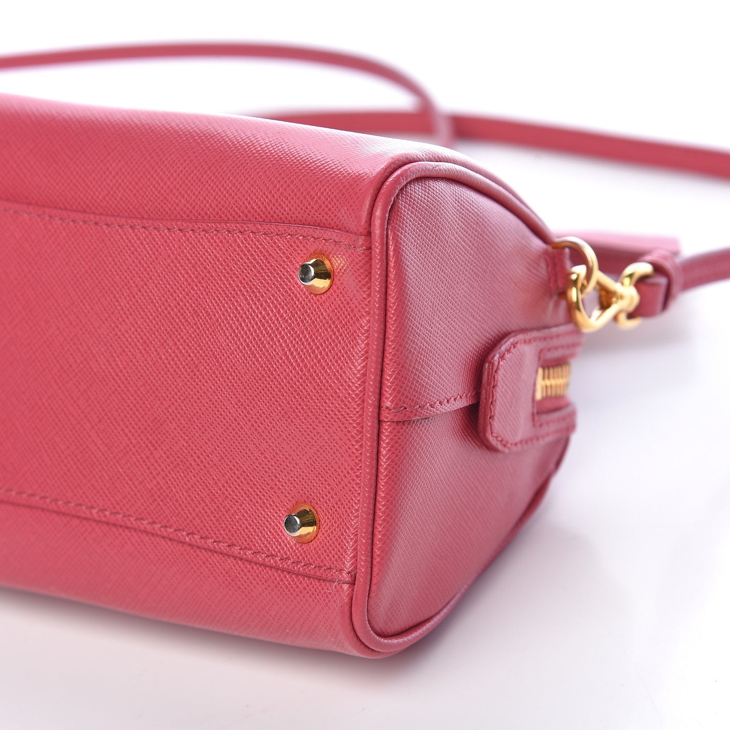 Prada Saffiano Lux Mini Top Handle Crossbody Bag Peonia 15 of 15