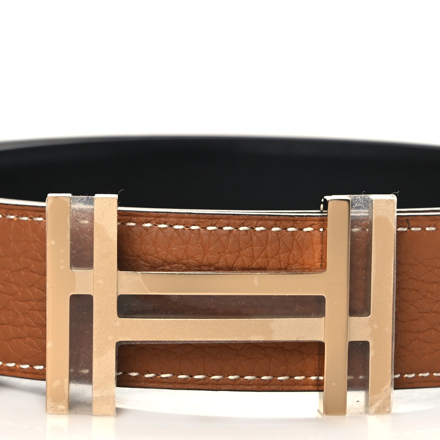 Box 135 Togo 32mm Au Carre H Belt 85 Black Gold