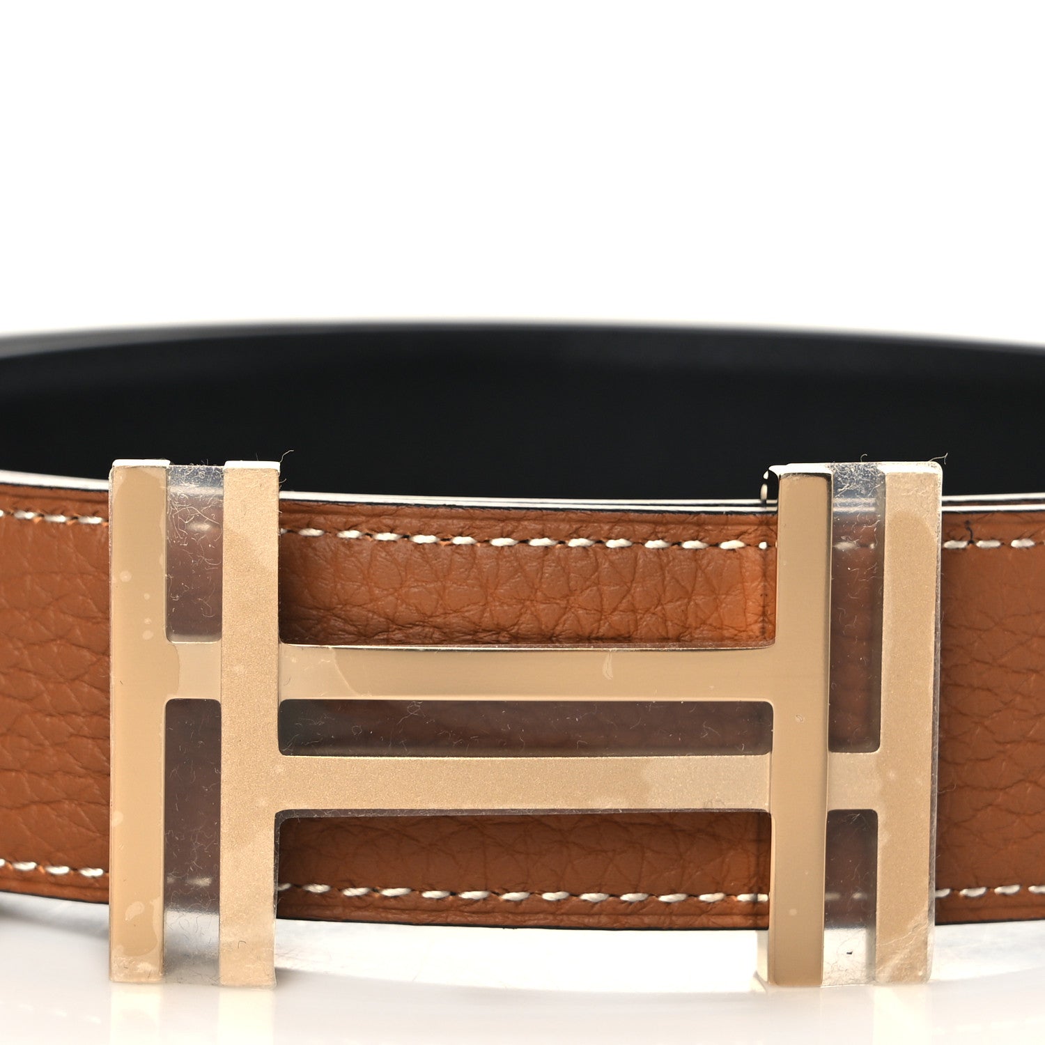 Hermes Box 135 Togo 32mm Au Carre H Belt 85 Black Gold 2 of 6