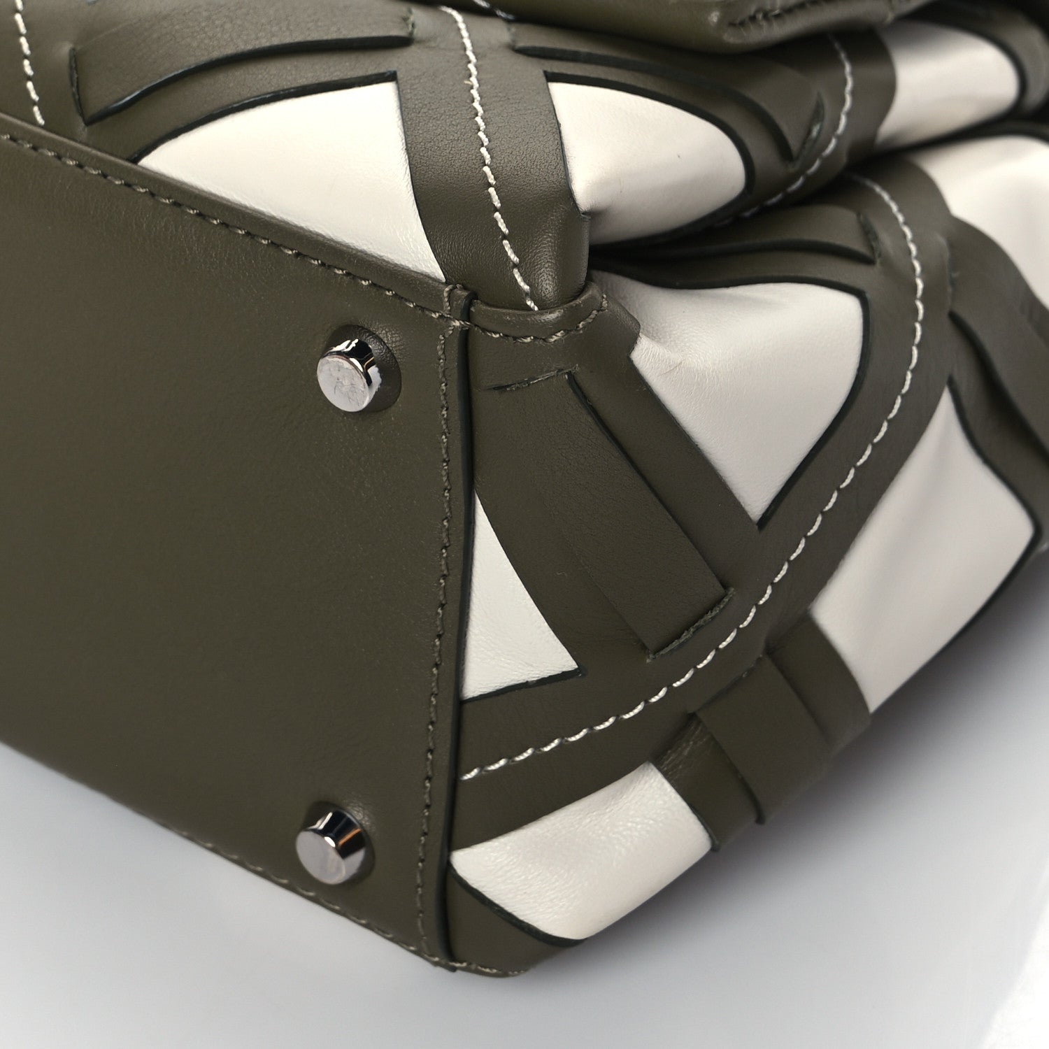 3.1 Phillip Lim Calfskin Cutout Alix Flap Shoulder Bag Military Green White 8 of 8