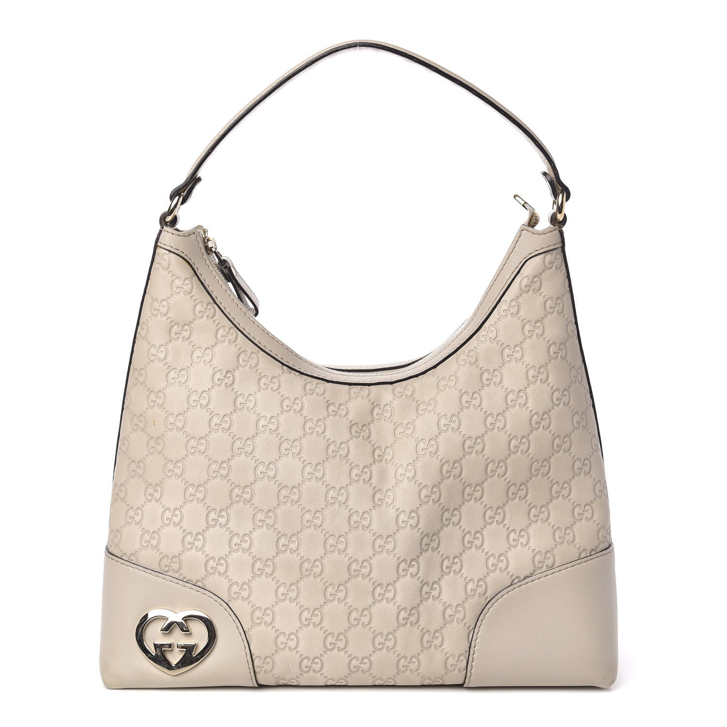 Gucci Guccissima Medium Lovely Heart Hobo Off White 1 of 19