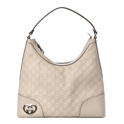 Gucci Guccissima Medium Lovely Heart Hobo Off White 1 of 19