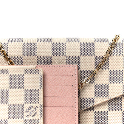 Louis Vuitton Damier Azur Pochette Felicie Chain Wallet Rose Ballerine 9 of 13