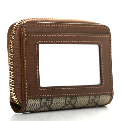 Gucci GG Supreme Monogram Azalea Calfskin Horsebit 1955 Zip Around ID Card Case Wallet Beige Ebony Brown Sugar 3 of 7