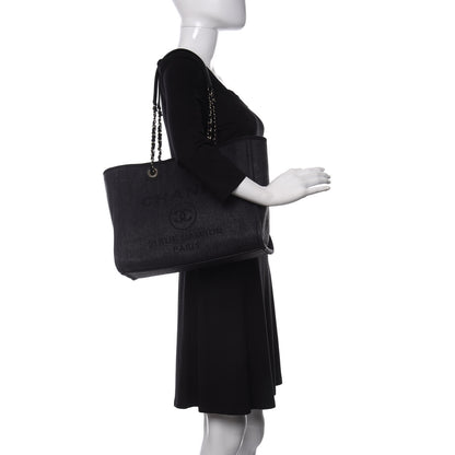 Chanel Mixed Fibers Calfskin Small Deauville Tote Black 2 of 12
