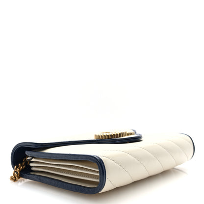 Gucci Vintage Effect Calfskin Matelasse Diagonal Torchon GG Marmont Chain Wallet Mystic White Blue Agata 4 of 9