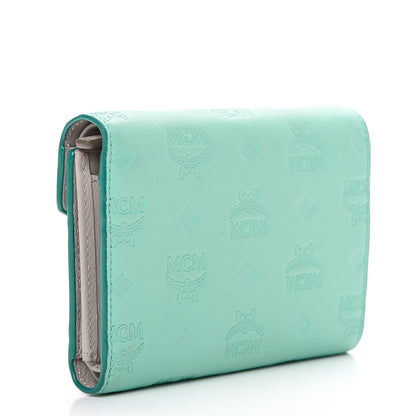 MCM Calfskin Ottomar Monogram Tri-Fold Wallet Green 2 of 8