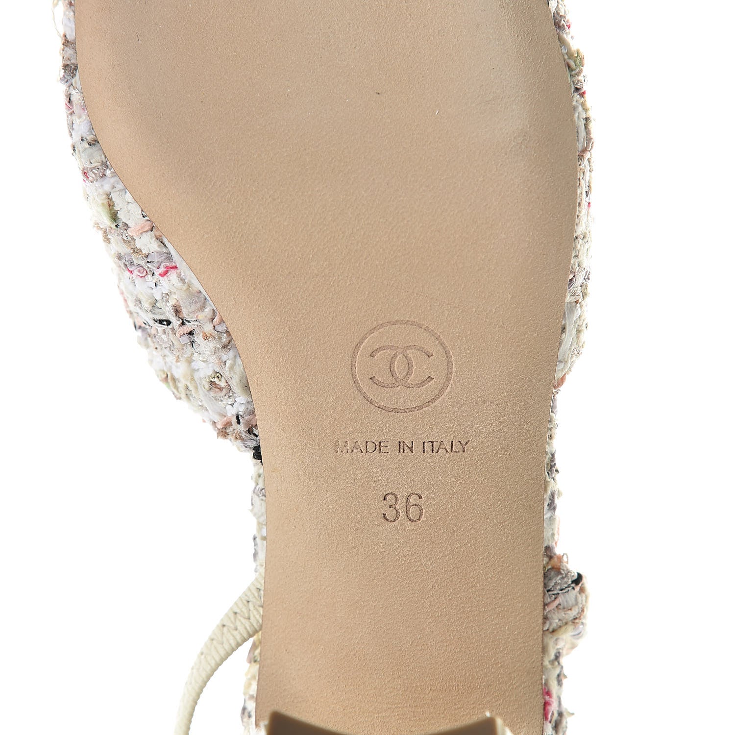 Chanel Tweed Lambskin Cap Toe CC Slingback Pumps 36 Brown Ecru Green White 7 of 8