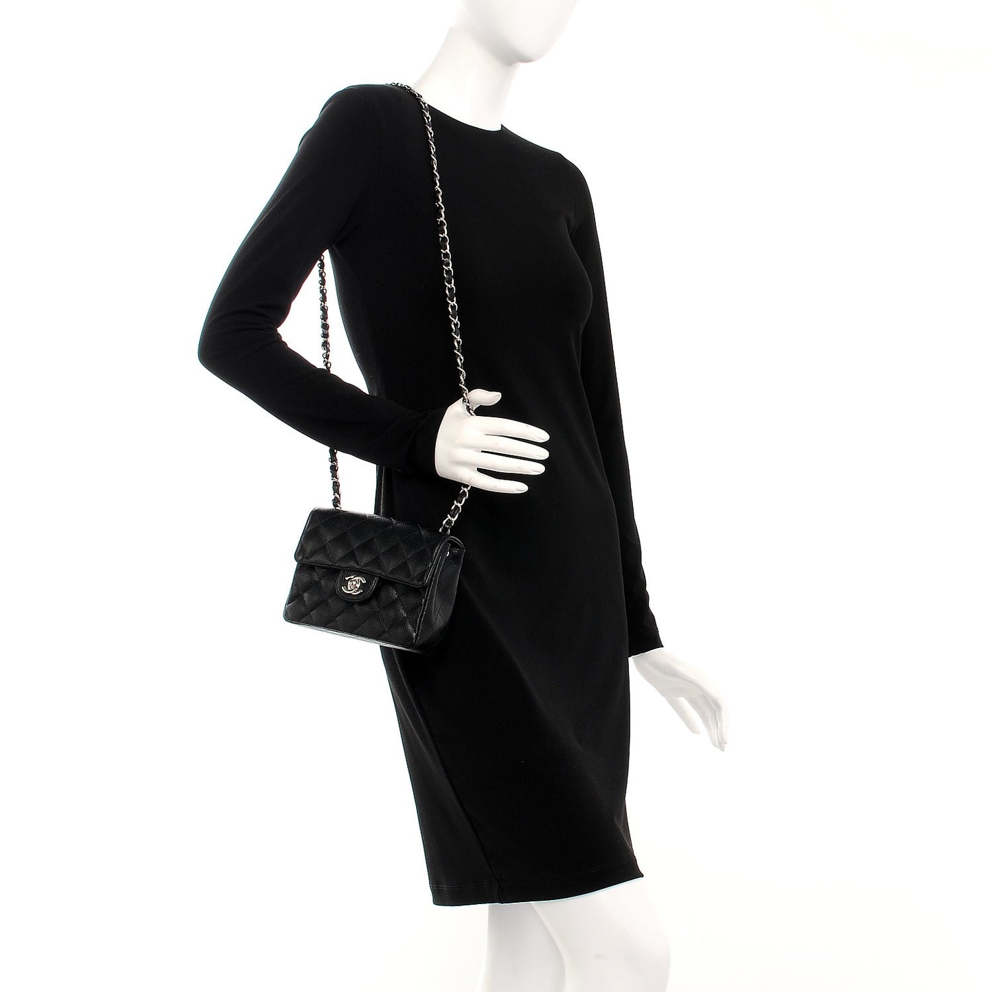 Caviar Quilted Mini Square Flap Black