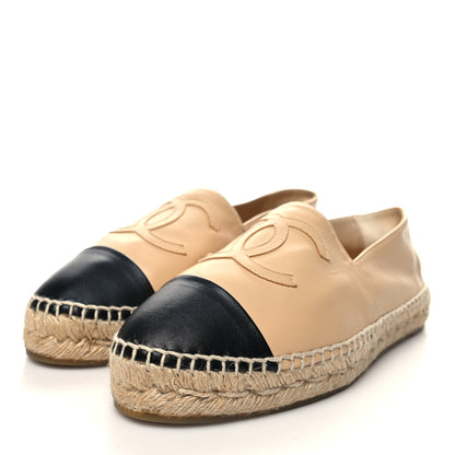 Chanel Lambskin CC Espadrilles 40 Beige Black 3 of 9