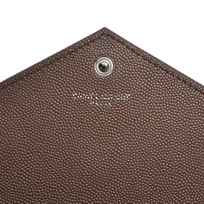 Saint Laurent Grain De Poudre Matelasse Chevron Monogram Envelope Chain Wallet Fard 6 of 10