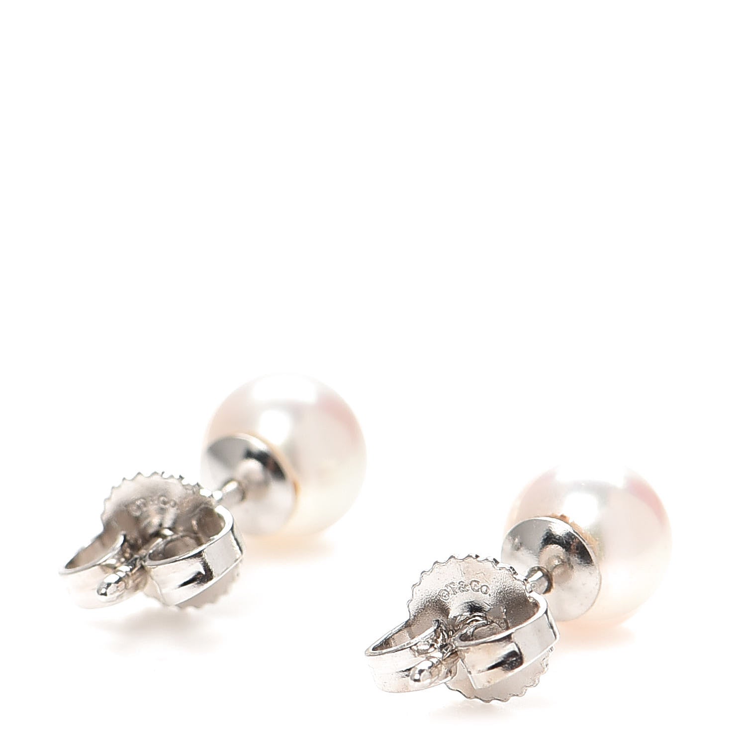 Tiffany 18K White Gold Akoya Pearl 6-6.5mm Signature Pearl Earrings 3 of 5