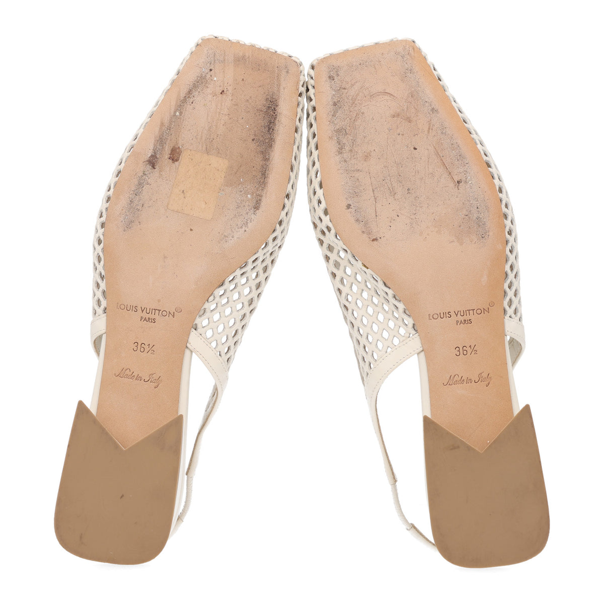 Calfskin Perforated Shake Slingback Pumps 36.5 Creme Beige