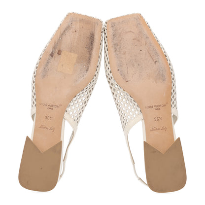 Louis Vuitton Calfskin Perforated Shake Slingback Pumps 36.5 Creme Beige 7 of 10