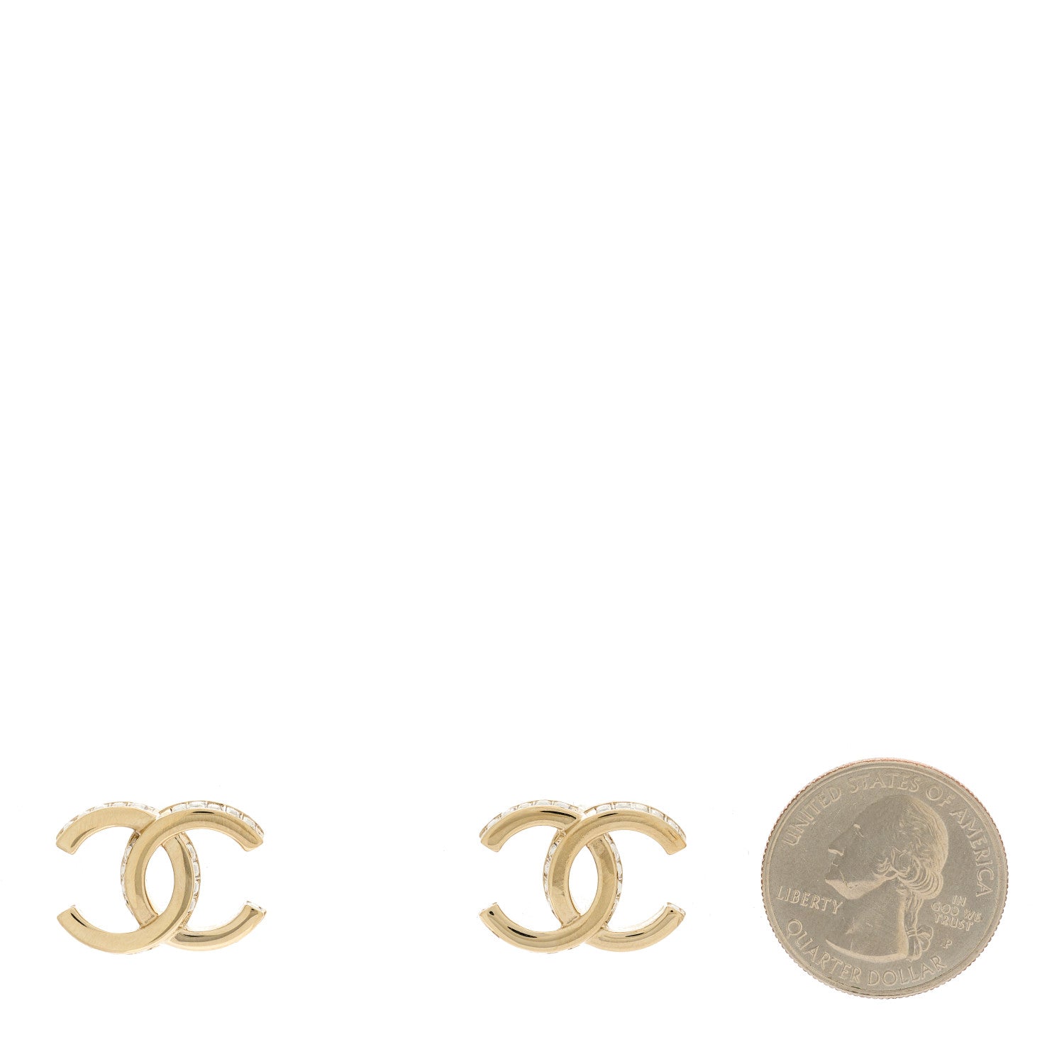 Chanel Metal Baguette Crystal CC Earrings Gold 2 of 5