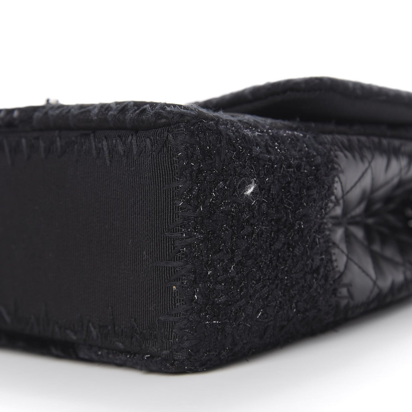 Tweed Patchwork Jumbo Single Flap Black