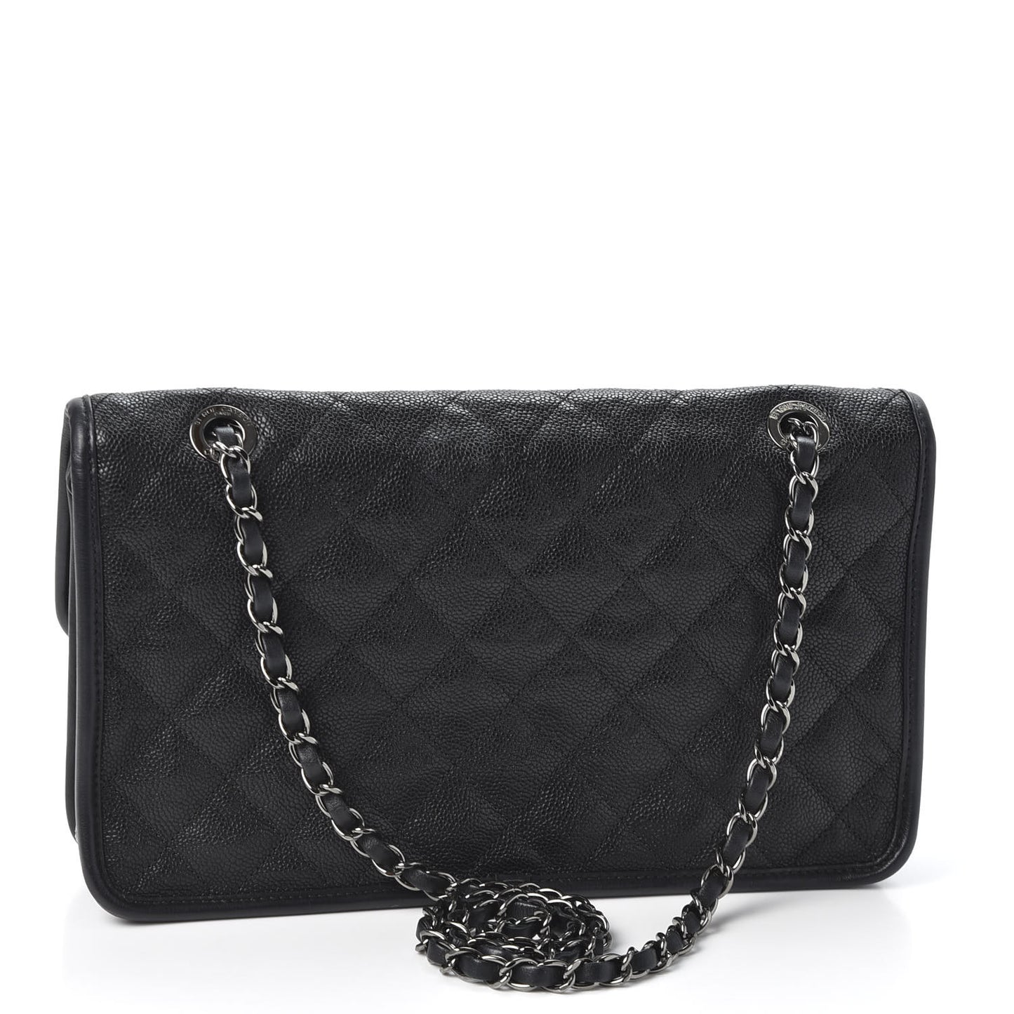 Caviar Quilted Medium French Riviera Flap Black