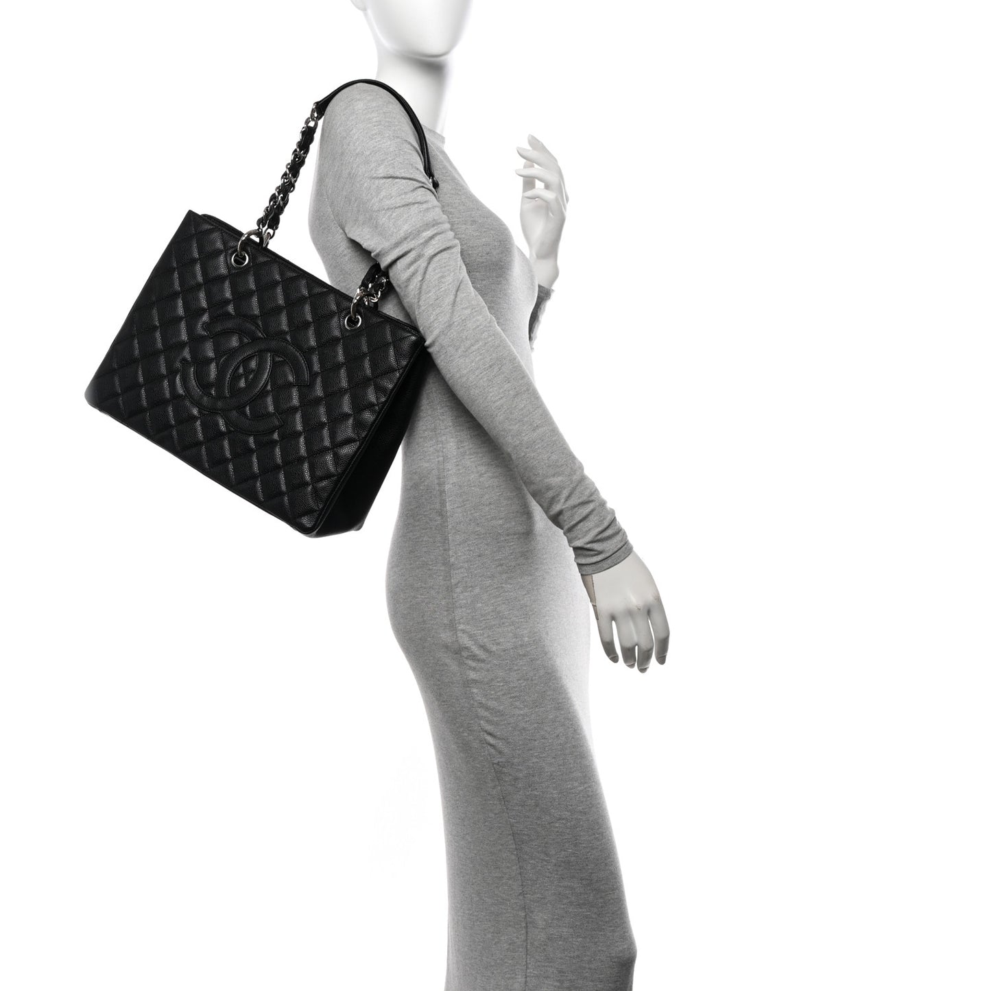 Caviar Quilted Grand Shopping Tote GST Black