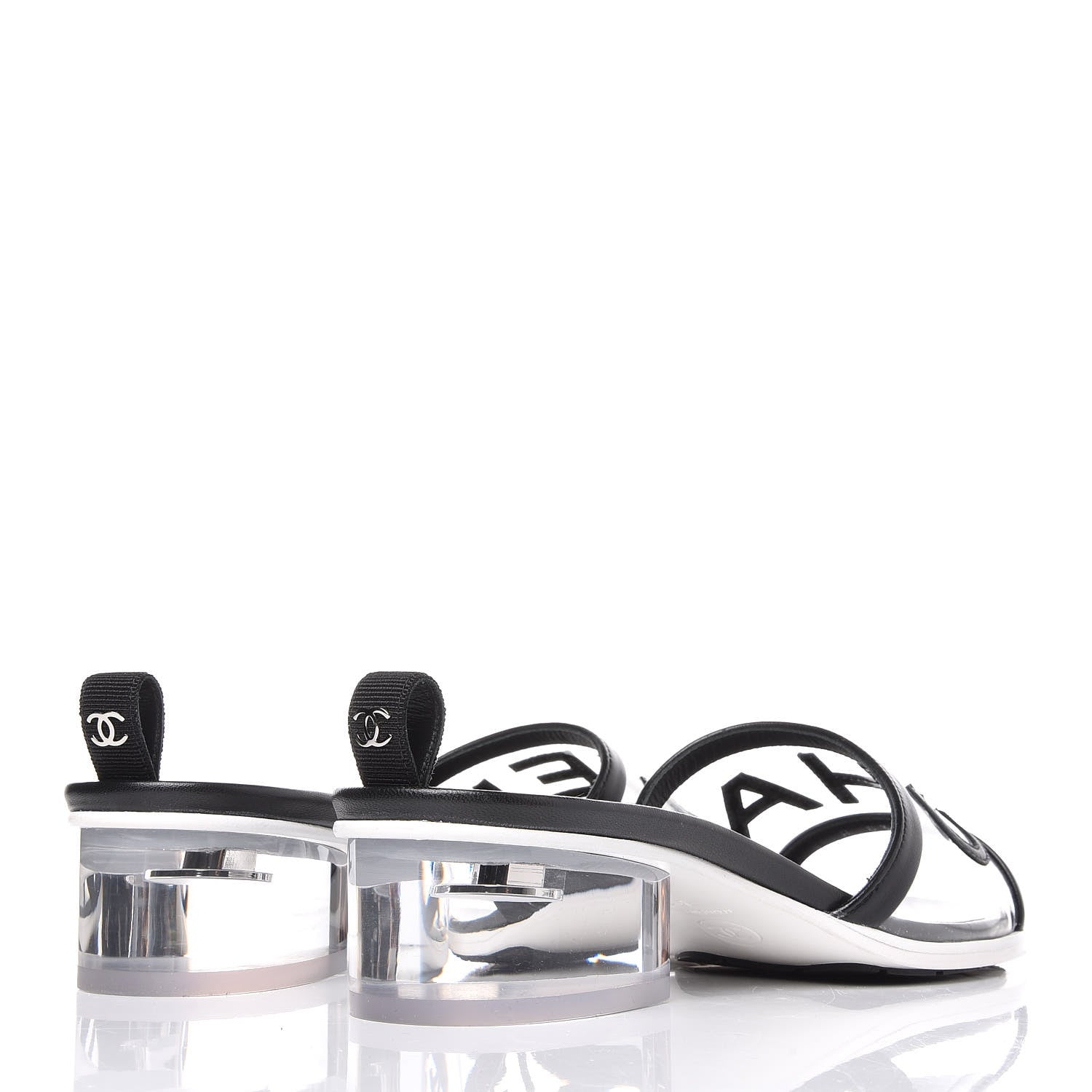 Chanel PVC Lambskin Logo Mules 39 Black 4 of 9