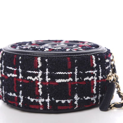 Chanel Tweed Quilted Round Filigree Clutch With Chain Navy Blue 4 of 10