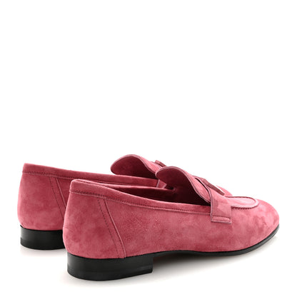 Hermes Suede Goatskin Paris Loafers 37 Rose Aphrodite 5 of 10