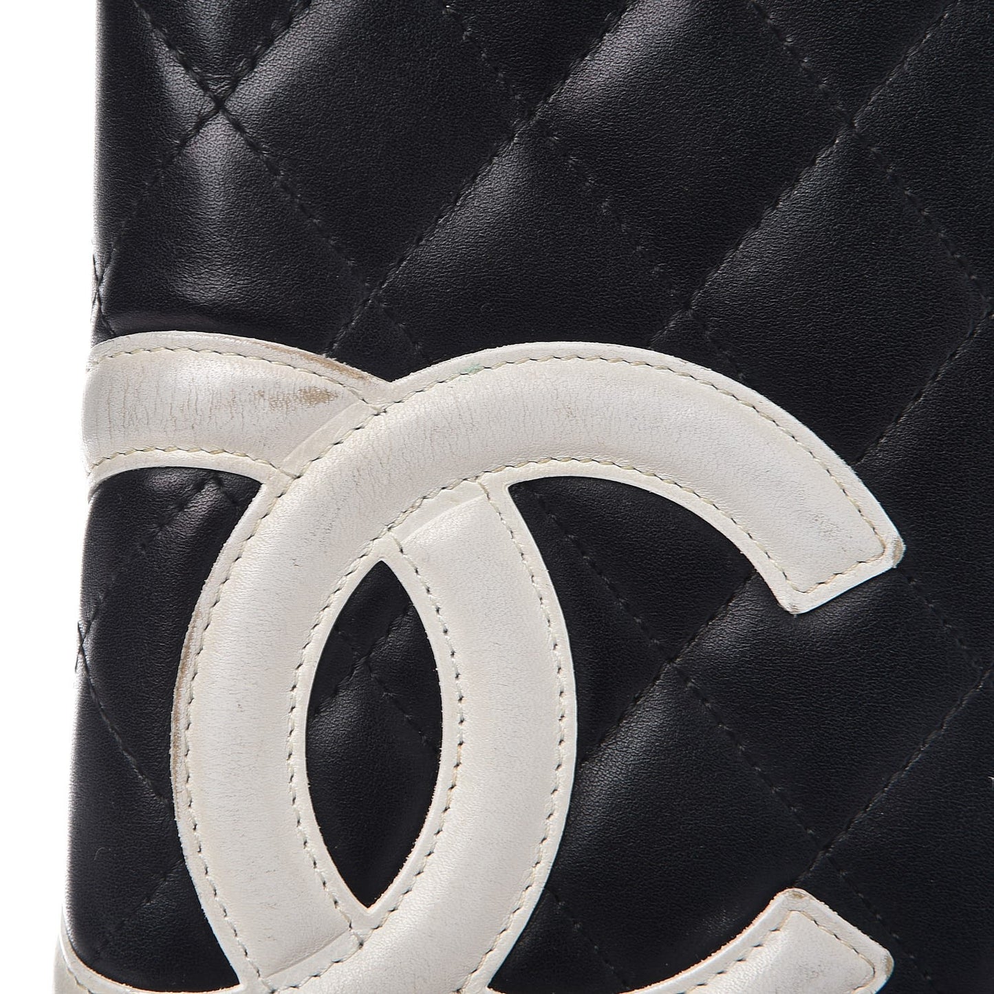Calfskin Cambon Zip Around Organizer Wallet Black White