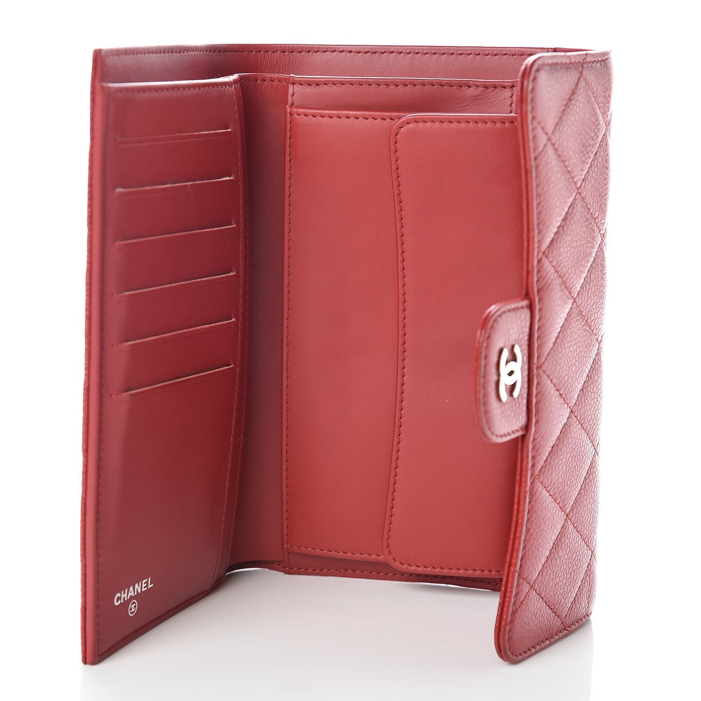 Caviar Quilted Large Flap Wallet Red