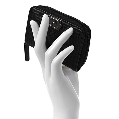 Chanel Caviar Quilted Boy Zip Around Coin Purse Wallet Black 2 of 8