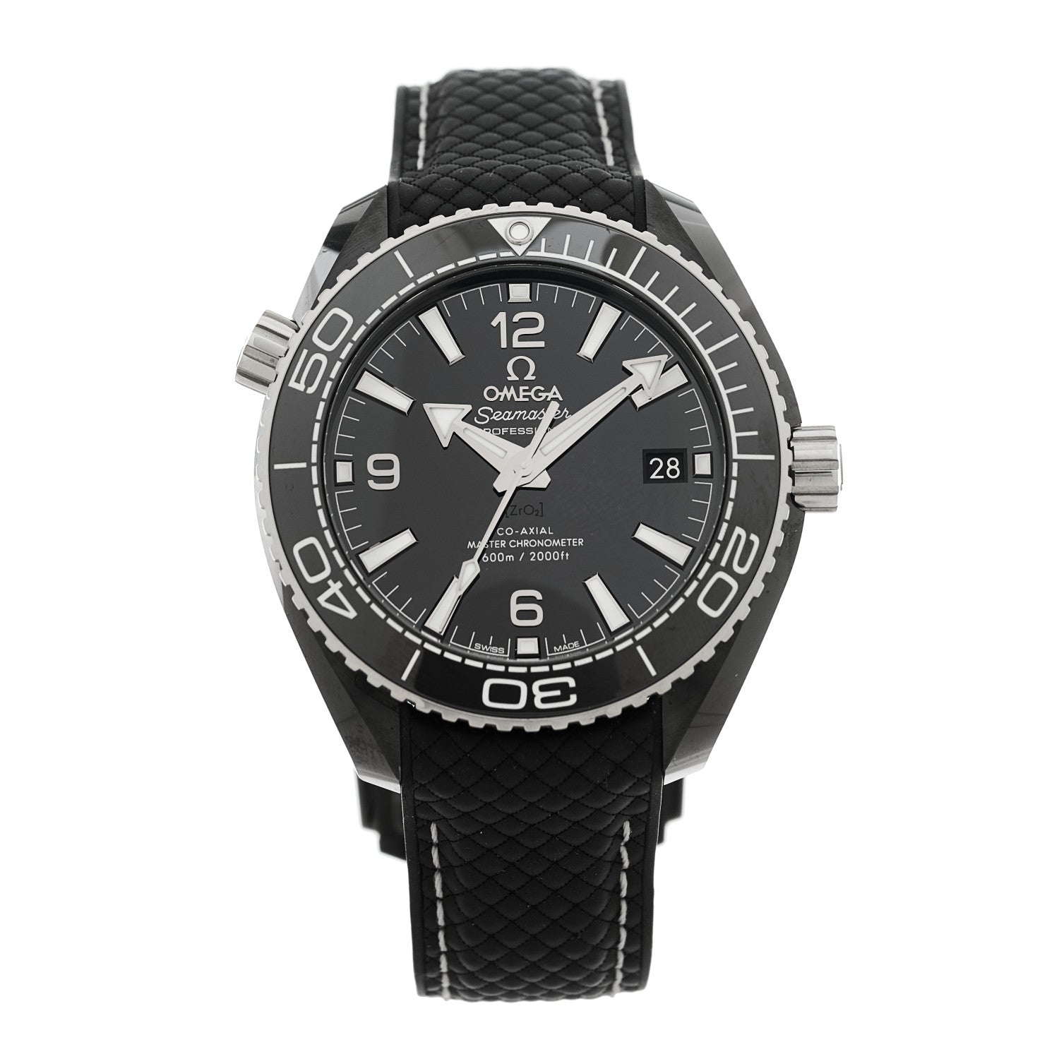 Omega Ceramic 18K White Gold Rubber 39.5mm Seamaster Planet Ocean 600M Automatic Watch Black 215.92.40.20.01.001 1 of 5