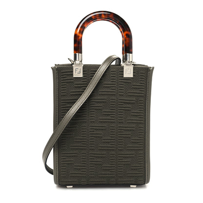 Fendi Technical Fabric Vitello Ceylon Plexiglass FF Mini Fendi Sunshine Shopper Tote Wood 1 of 12