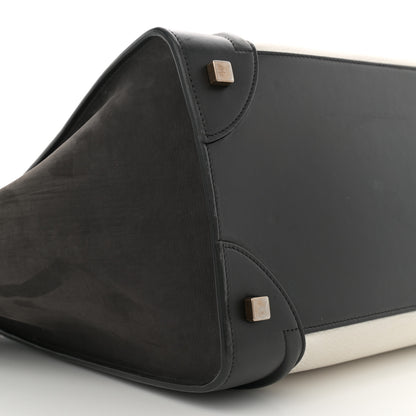 Celine Nubuck Drummed Calfskin Mini Bi-Color Luggage Black White 9 of 11