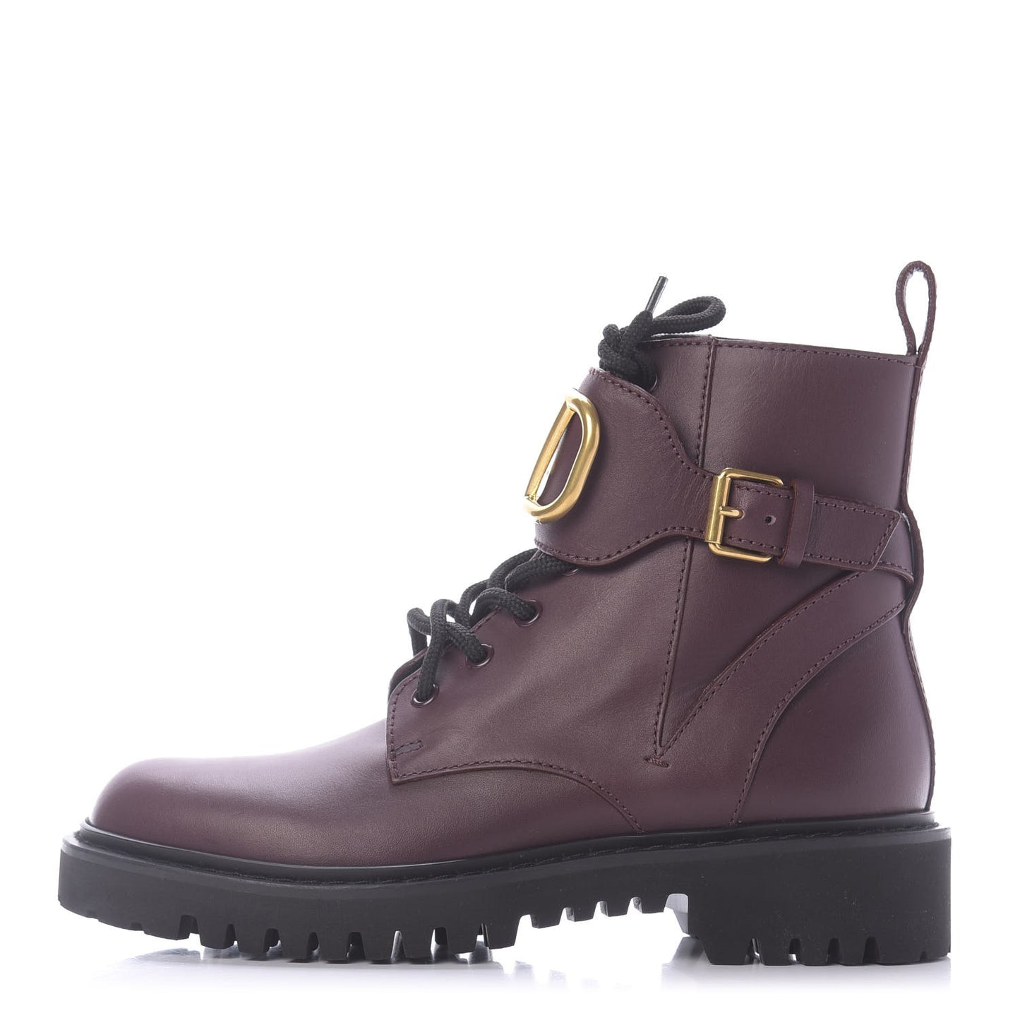 Calfskin Womens VLOGO 35mm Combat Boots 37 Rubin