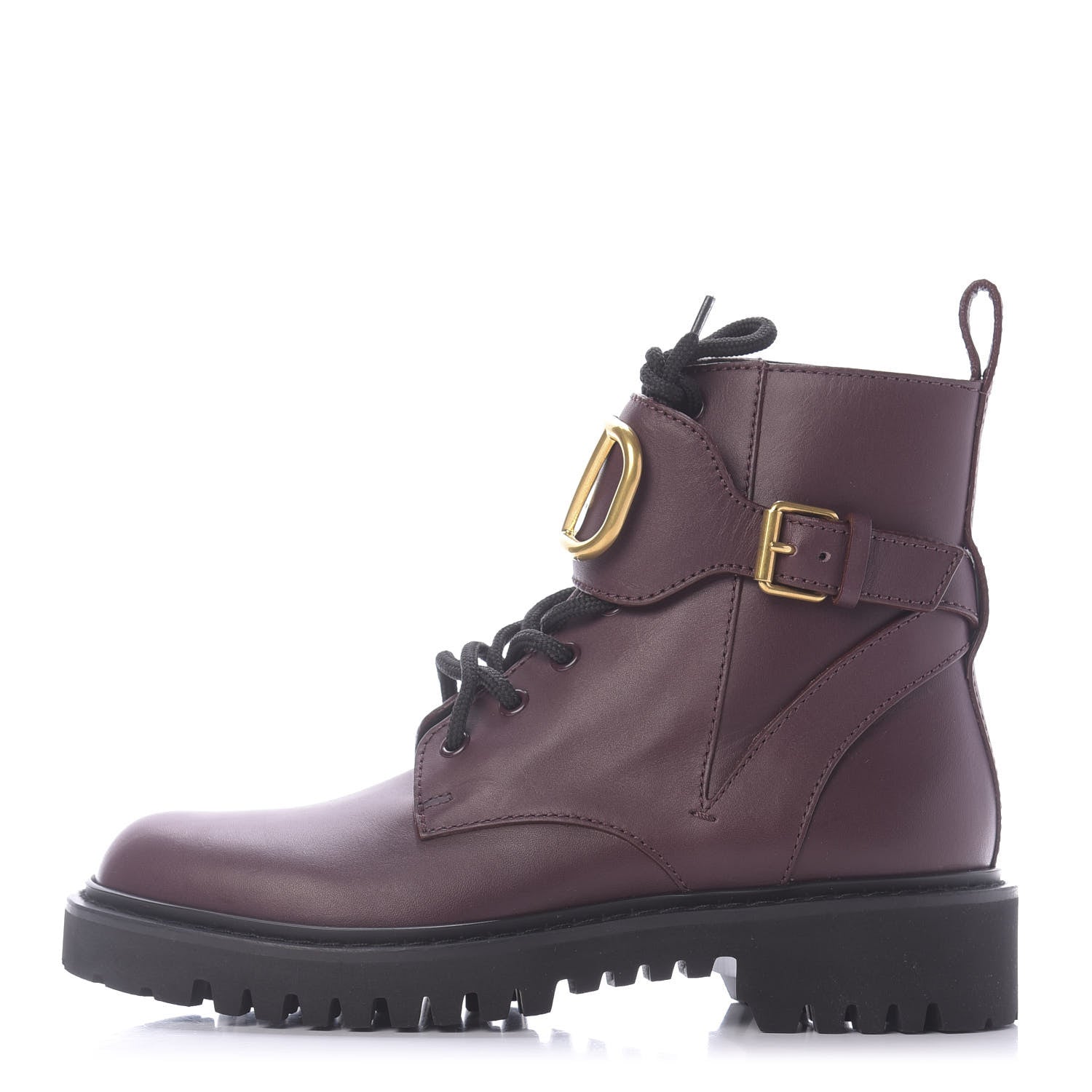 Valentino Garavani Calfskin Womens VLOGO 35mm Combat Boots 37 Rubin 1 of 11