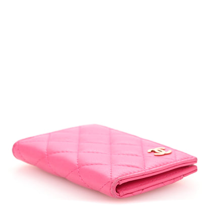 Chanel Lambskin Quilted Card Holder Wallet Dark Pink 4 of 10