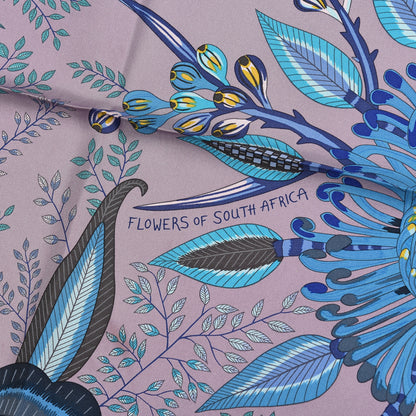 Hermes Silk Flowers of South Africa Scarf 90 Parme Turquoise Jaune 4 of 7