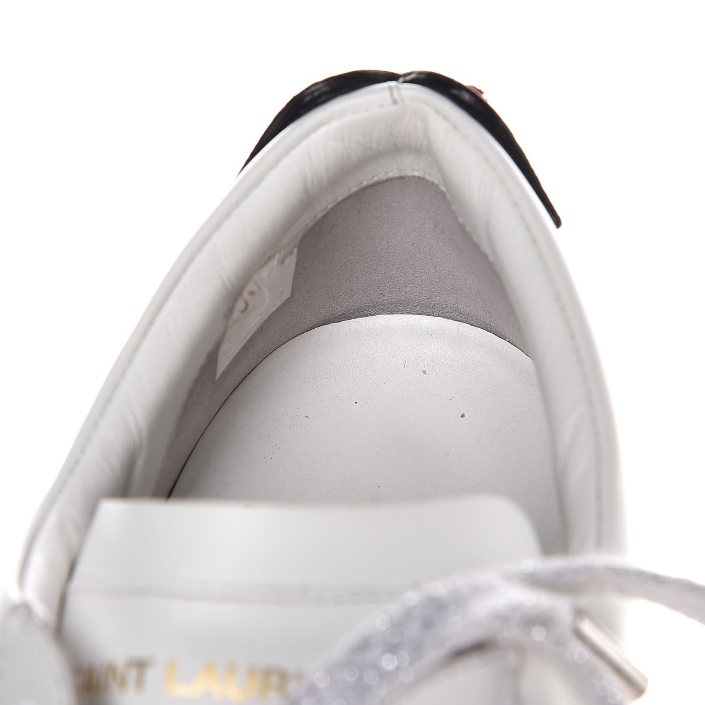 Calfskin Metallic Ayers Signature Court Lips Sneakers 38 Optic White